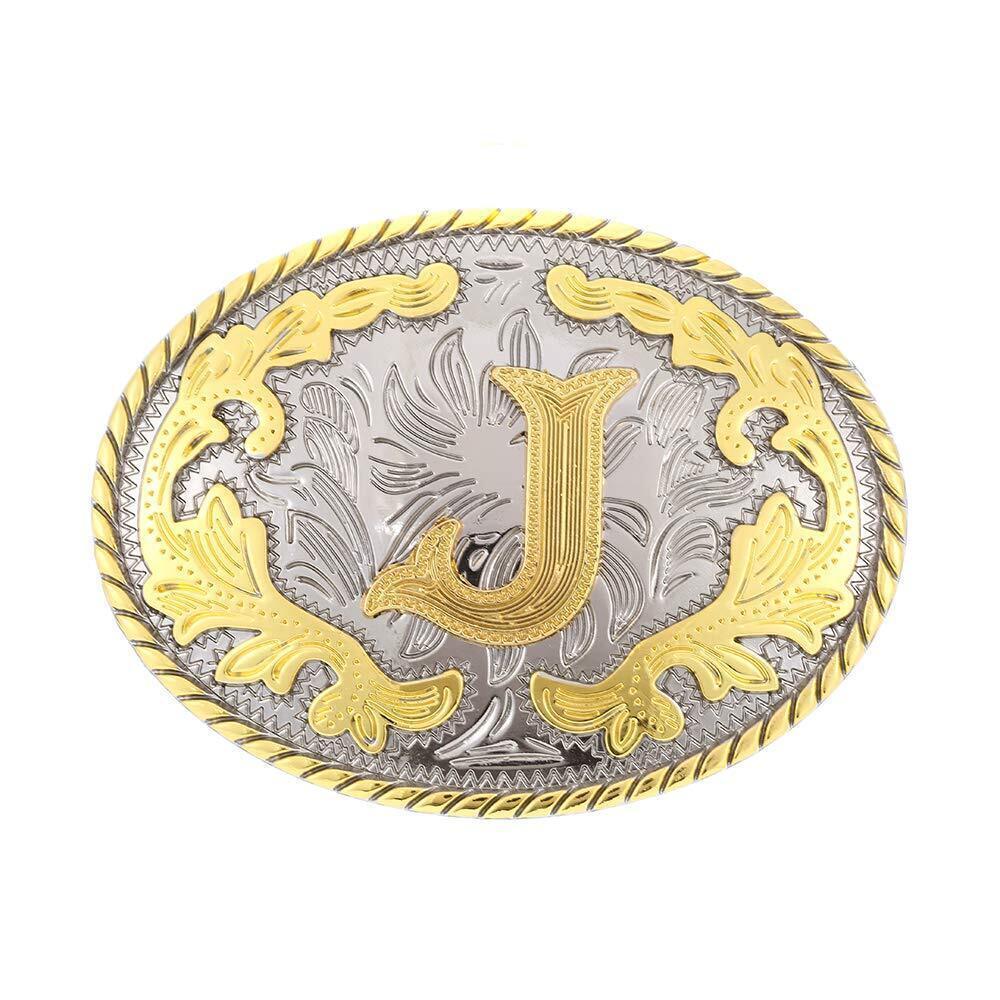 3173 Western Belt Buckle Initial Letters ABCDEFG to Y-Cowboy Rodeo Gold